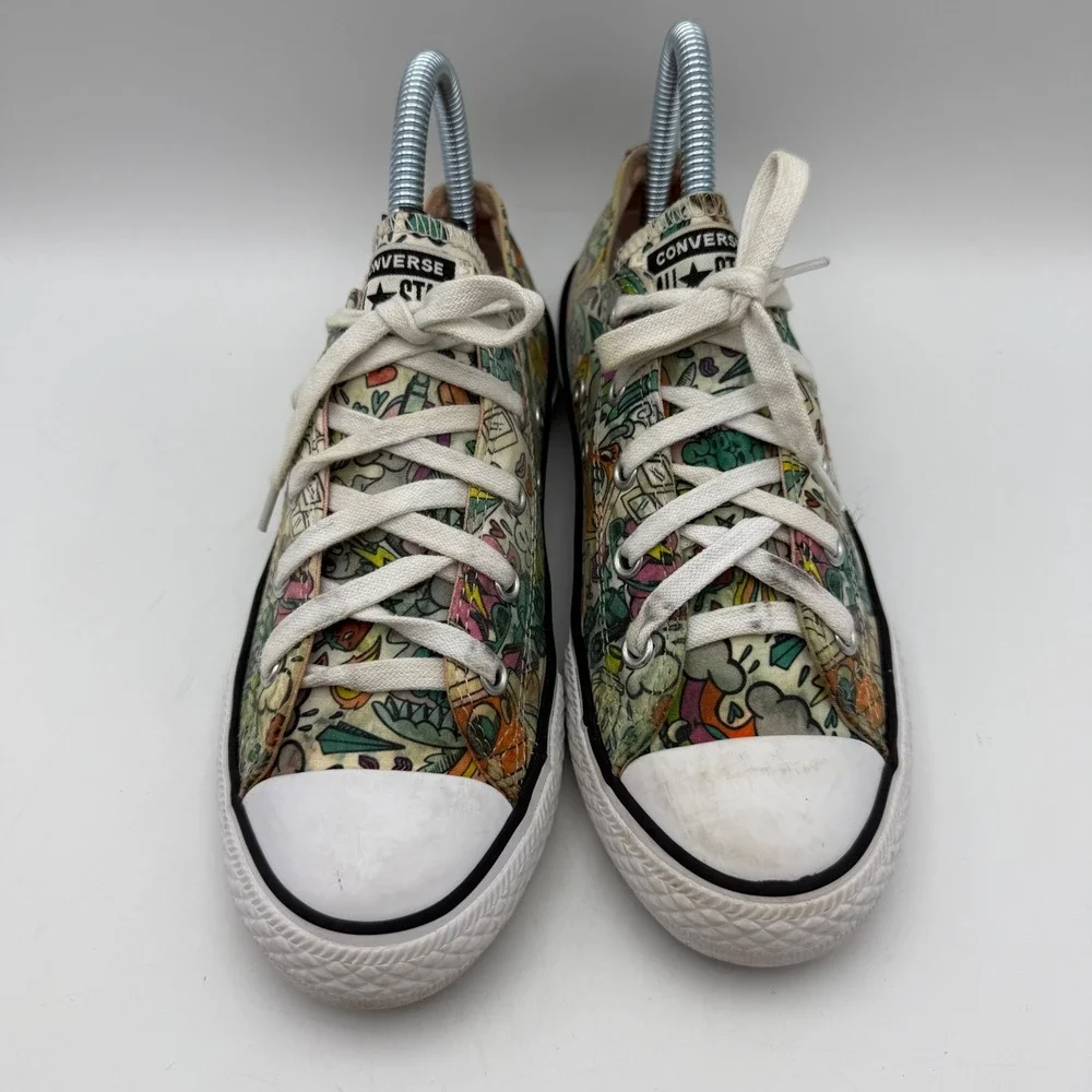 Converse All Star Shoes Kids 3 Multicolor Doodle Print Low Top Sneakers Unicorn